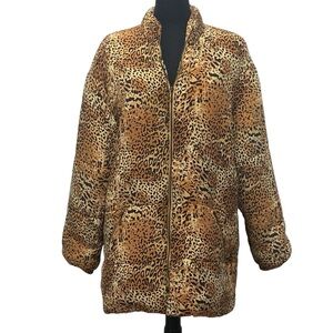 Rafaella 100% Silk Leopard Chetah Print Coat - NWOT - Size Medium
